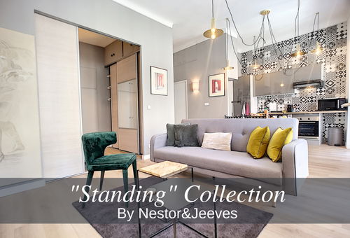 A beautiful air-conditioned apartment with one bedroom and a balcony.