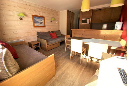 Apartment ski in/out in the center, exposed South.