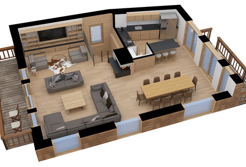 Contemporary style family chalet located in Meribel village next to the...