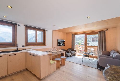 Right in the centre of Courchevel Village, easy access to the shops and slopes.