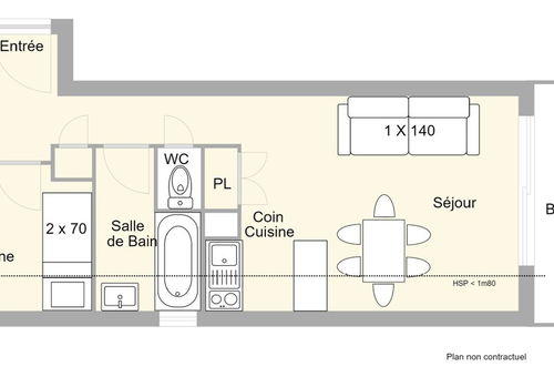 Les Saisies (73) - Coursiaudine
Studio apartment with cabin - approx. 27m²...