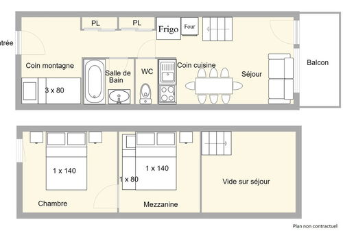 Les Saisies (73) - Ecrin
2 room apartment with mezzanine - approx. 51m² - up...