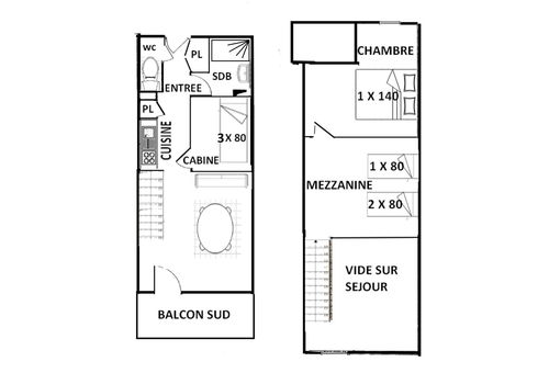 Les Saisies (73) - Rond Point
2 room apartment with cabin and mezzanine -...