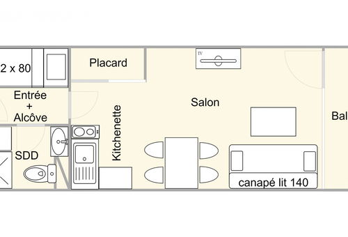 Les Saisies (73) - Village 
Studio apartment with sleeping alcove - approx....