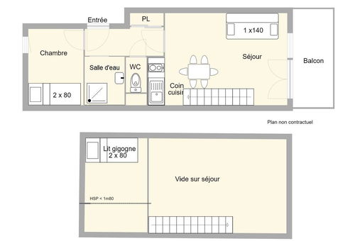 Les Saisies (73) - Isabella - Bâtiment A
2 room apartment with mezzanine -...