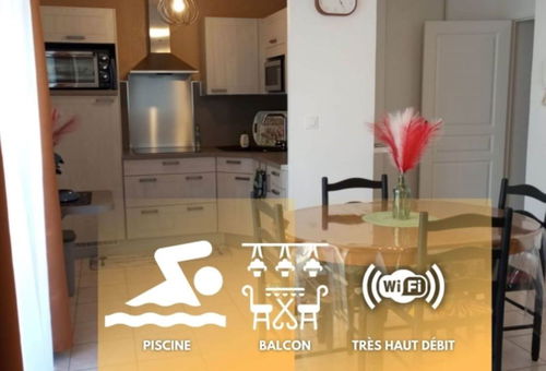 L'Étoile Biterroise: Ground floor apartment with balcony - swimming pool and...